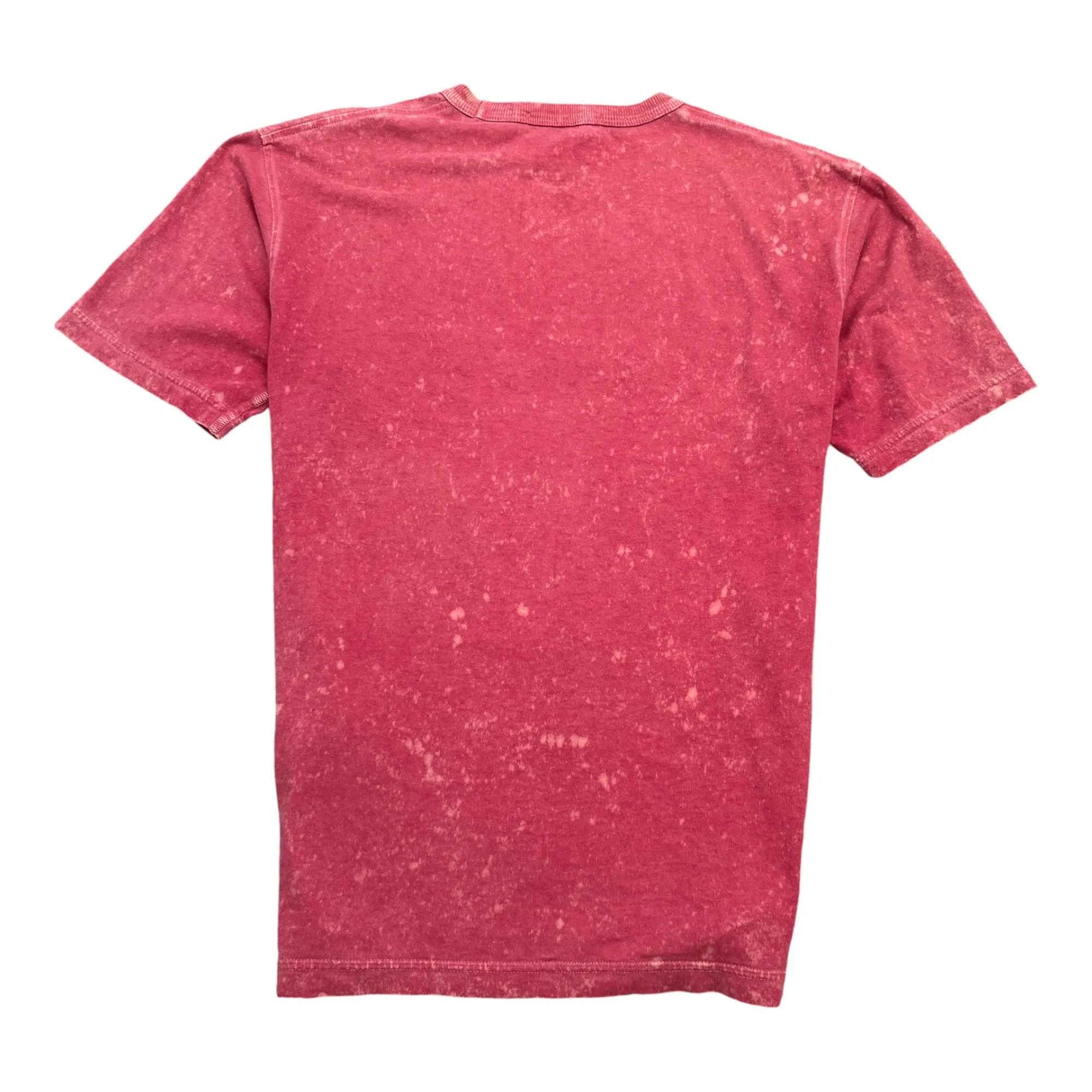 Men's Acid Wash Embroidered Logo T-Shirt Pink Size S