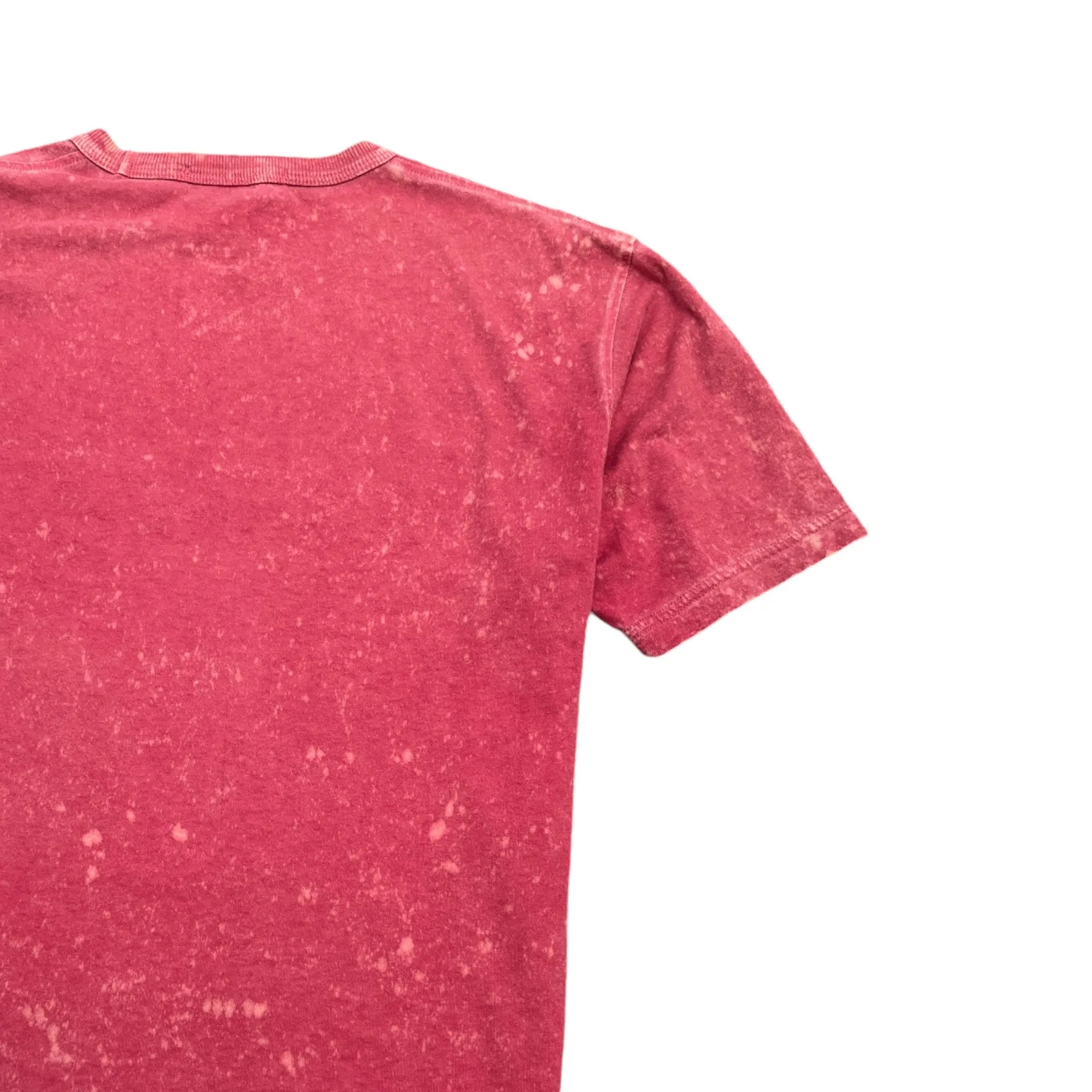 Men's Acid Wash Embroidered Logo T-Shirt Pink Size S