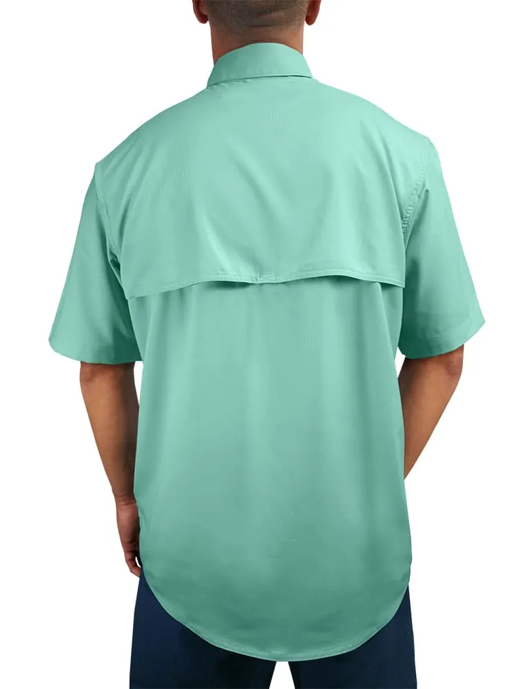 Men's Tarpon Button Down Sun Shirt by Rattlin Jack | UPF 50 Sun Protection | Lightweight Performance Fabric | Short Sleeves | Vented Back