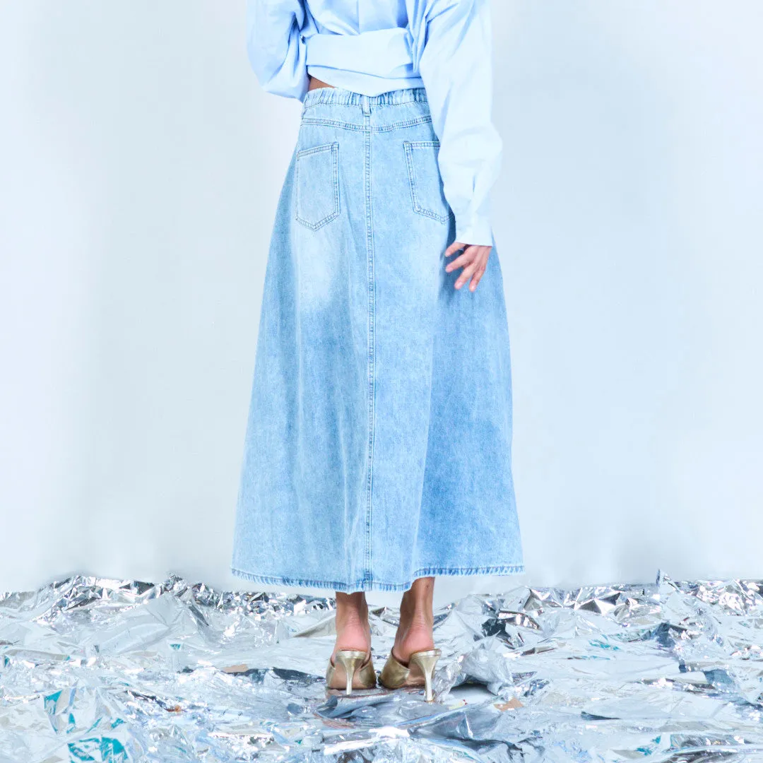 Midi denim skirt with elastic waistband wholesale