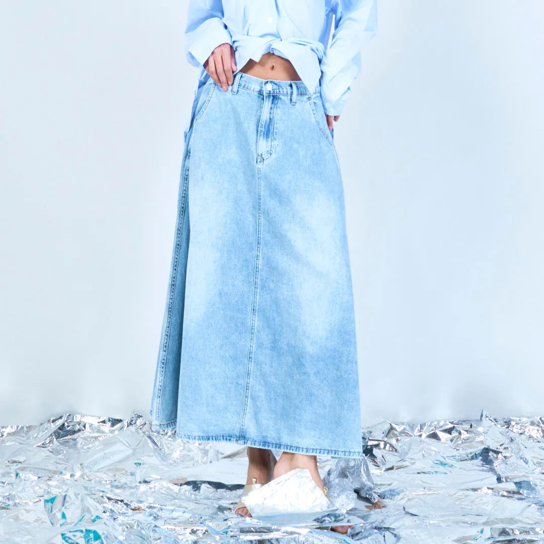Midi denim skirt with elastic waistband wholesale