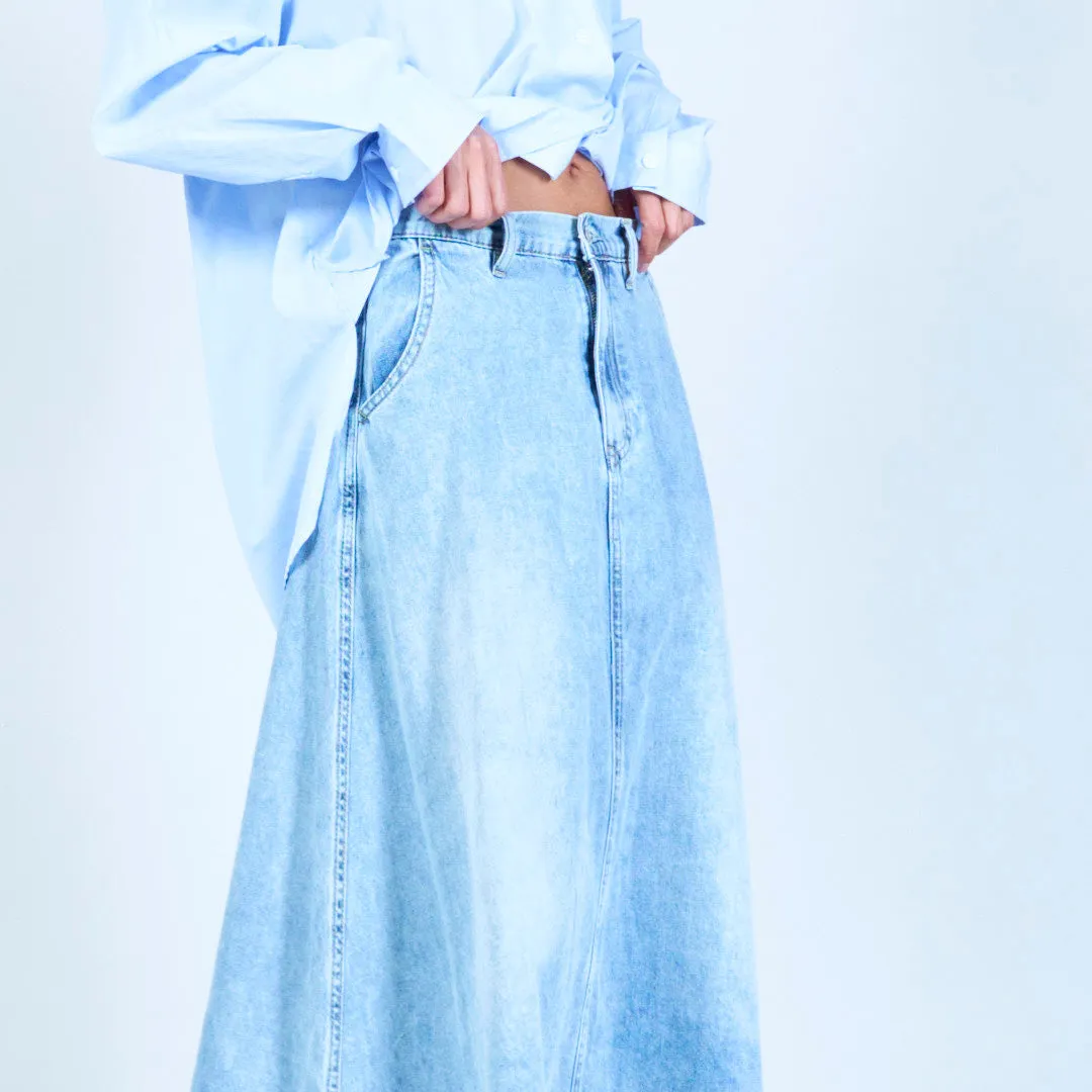 Midi denim skirt with elastic waistband wholesale