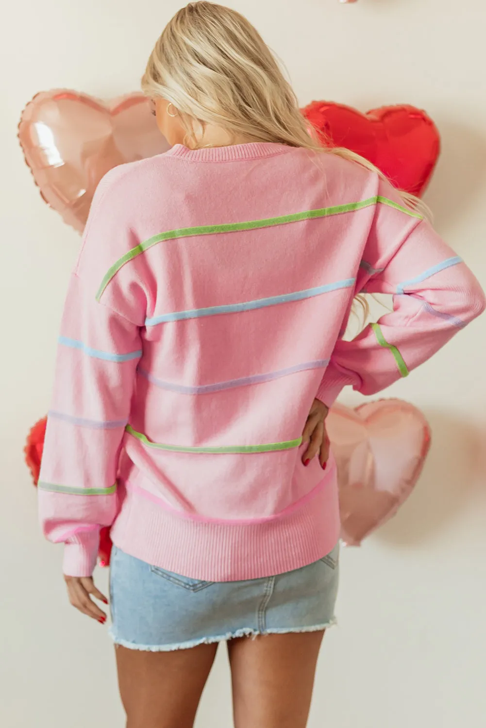 Miriam Stripes Baggy Henley Sweater