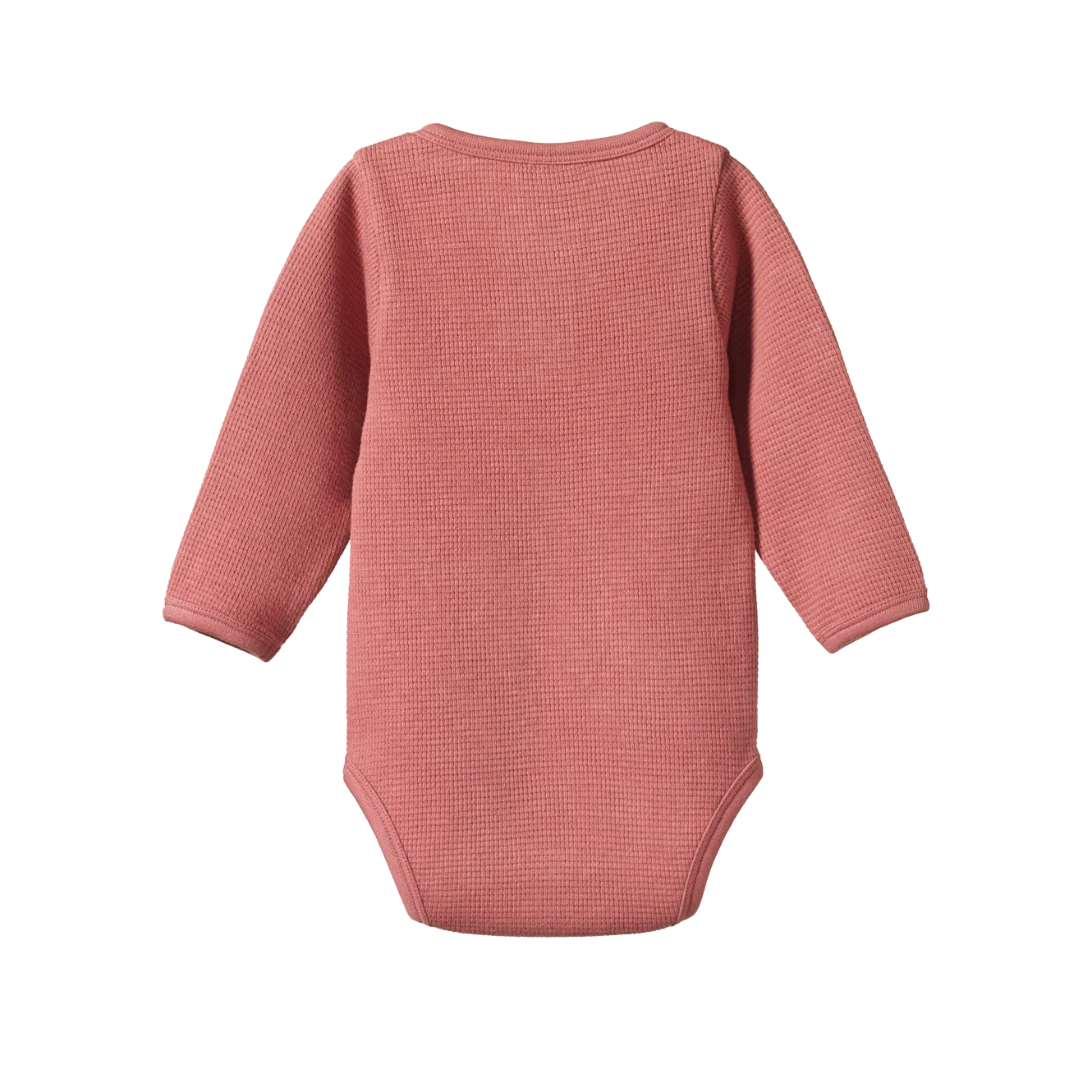 Nature Baby - Waffle Henley Long Sleeve Bodysuit Rose Clay