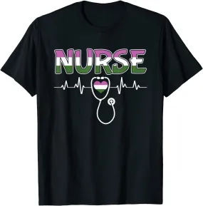 Nurse LGBT-Q Gender-Queer Pride Flag Registered Nursing RN T-Shirt