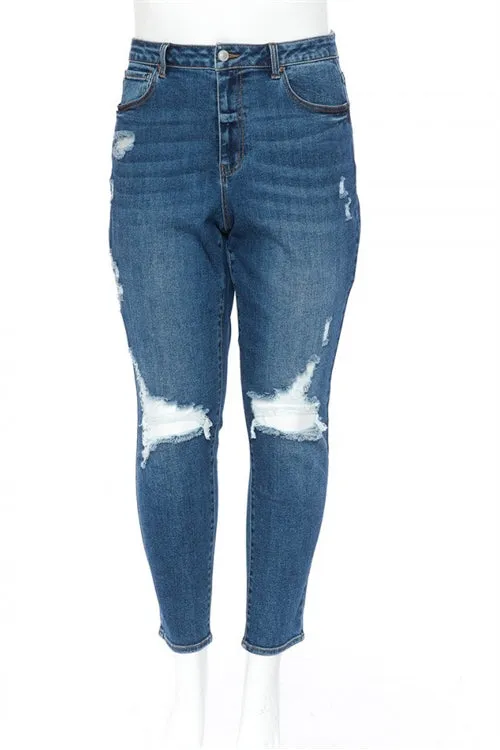 PLUS SIZE BASIC BLOWN OUT KNEE MOM JEAN-4-4-3-1