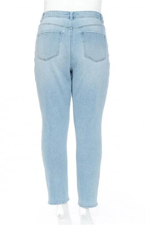 PLUS SIZE BASIC BLOWN OUT KNEE MOM JEAN-4-4-3-1