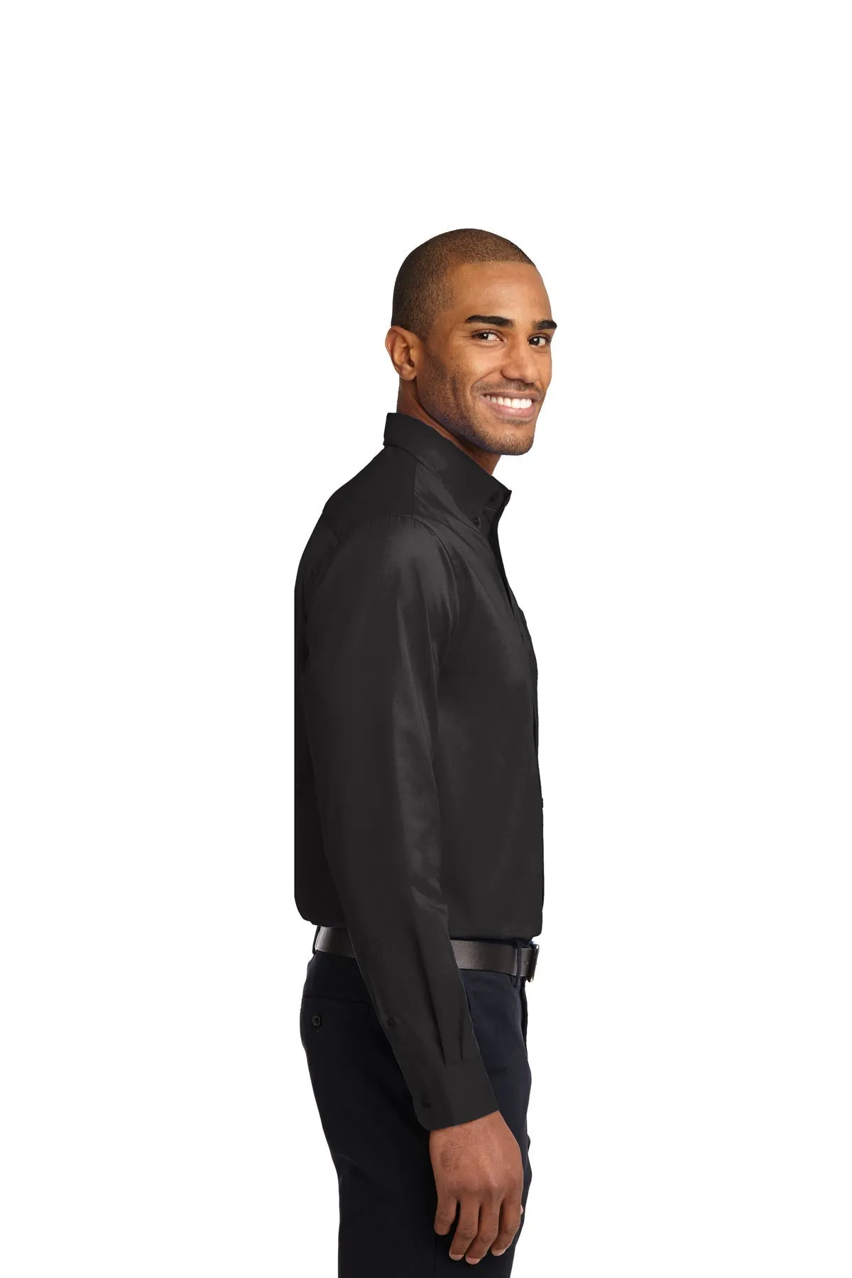 Port Authority Extended Size Easy Care Branded Shirts, Black/ Light Stone
