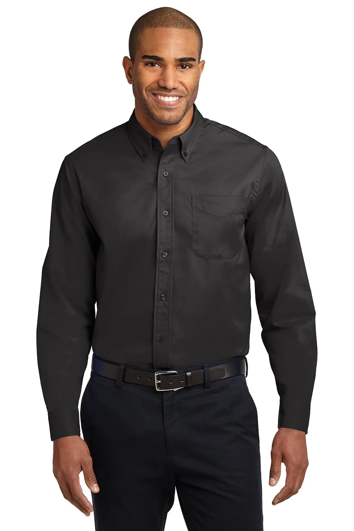 Port Authority Extended Size Easy Care Branded Shirts, Black/ Light Stone