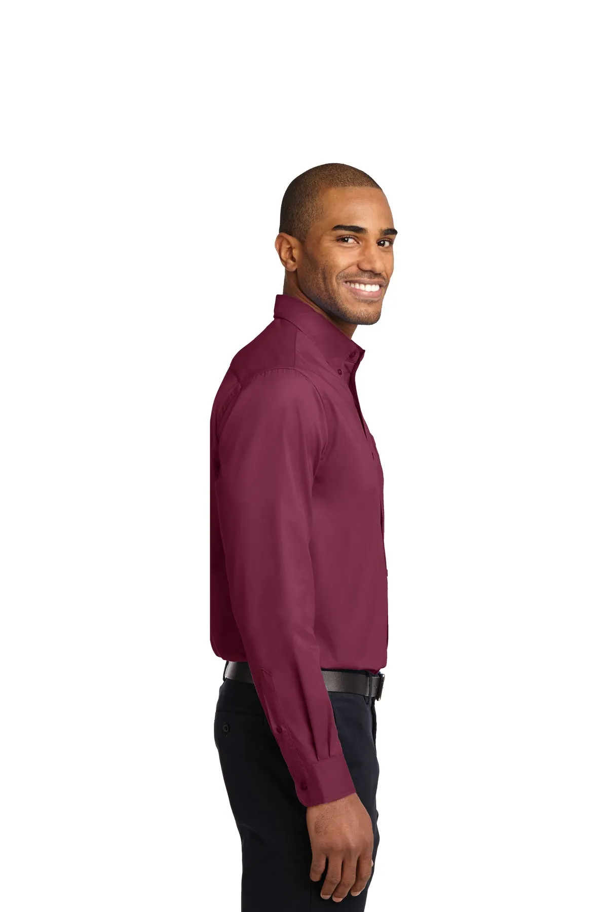 Port Authority Extended Size Easy Care Branded Shirts, Burgundy/Light Stone