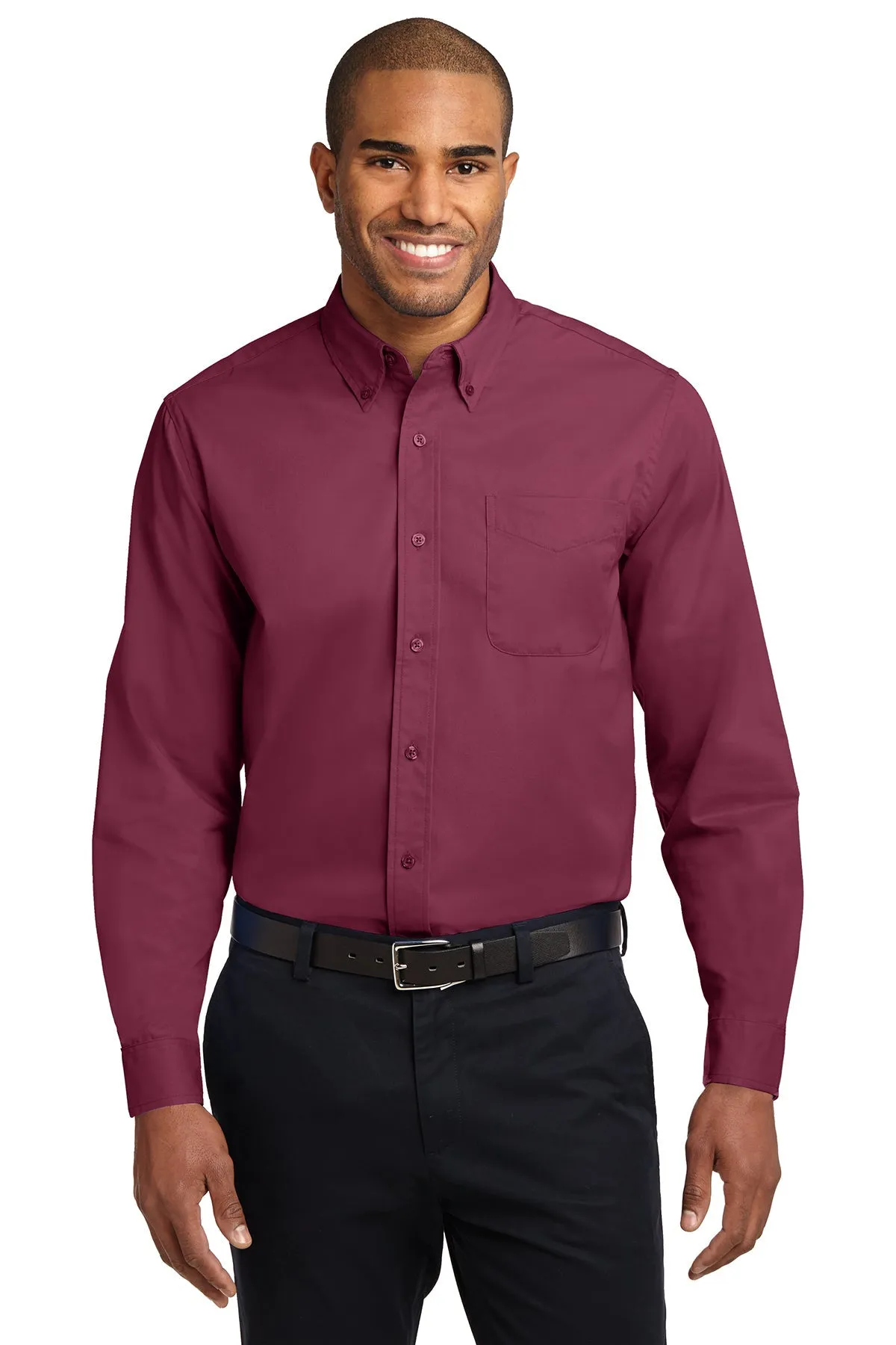 Port Authority Extended Size Easy Care Branded Shirts, Burgundy/Light Stone