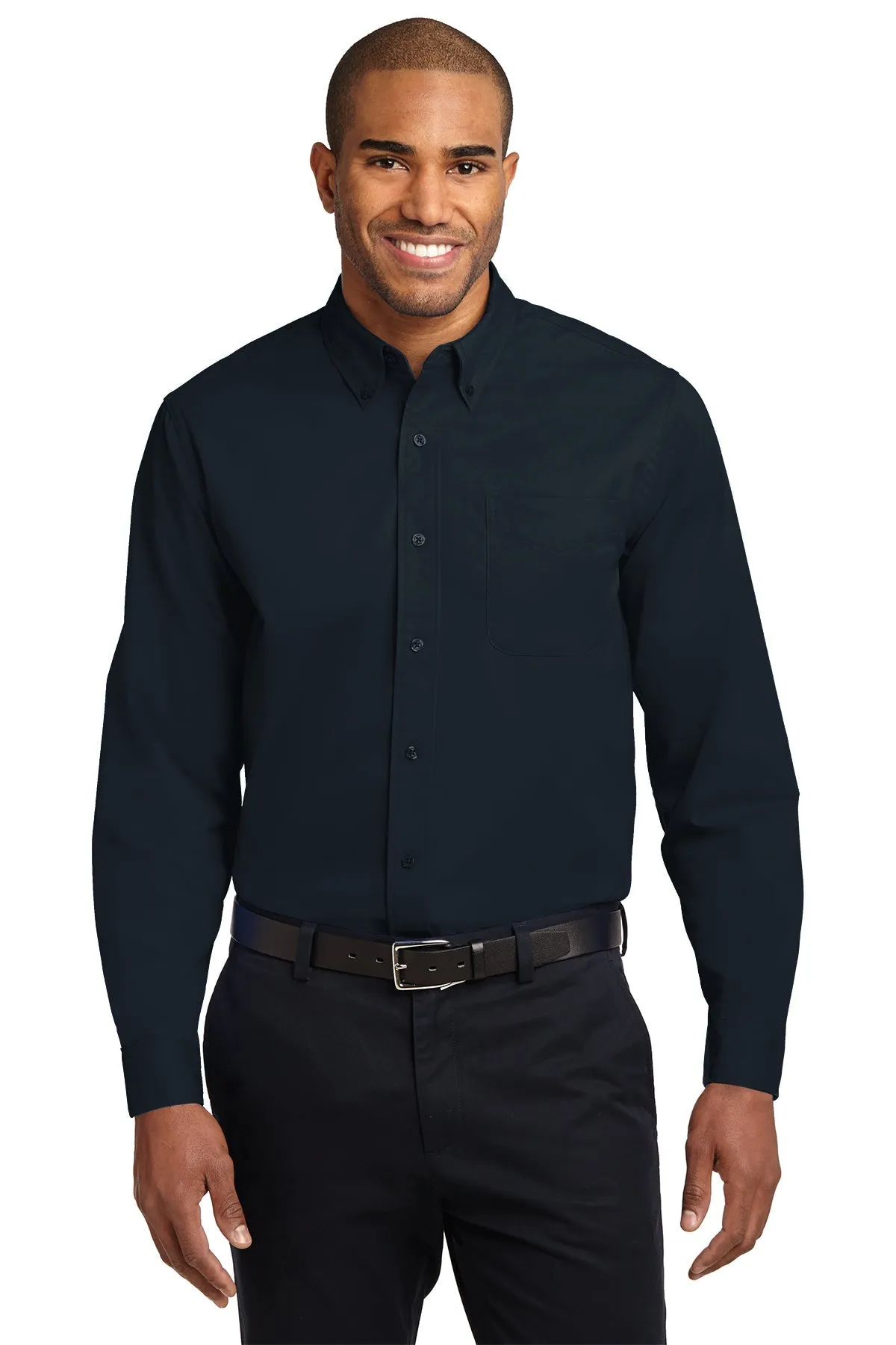 Port Authority Extended Size Easy Care Branded Shirts, Classic Navy/ Light Stone