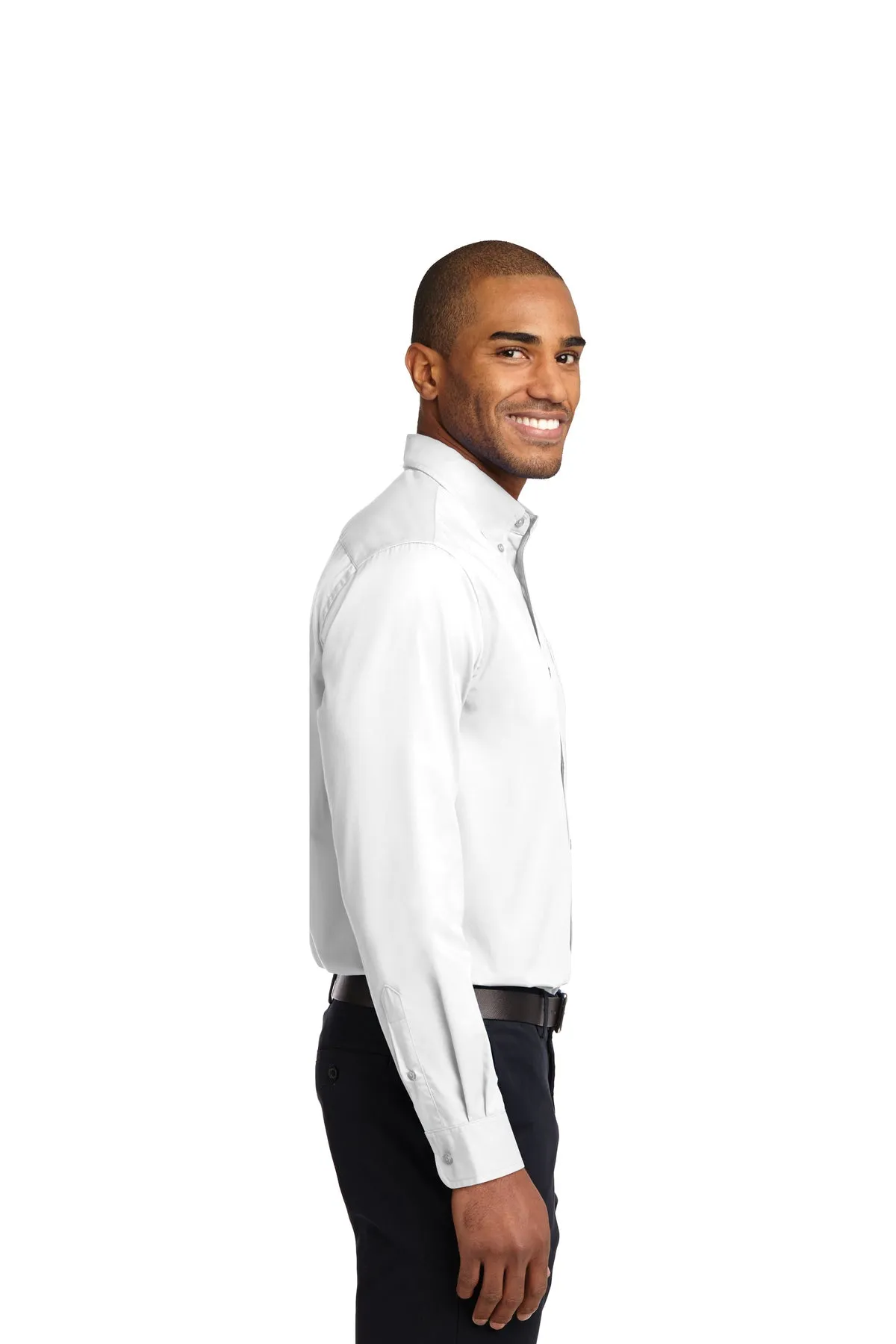 Port Authority Extended Size Easy Care Branded Shirts, White/ Light Stone