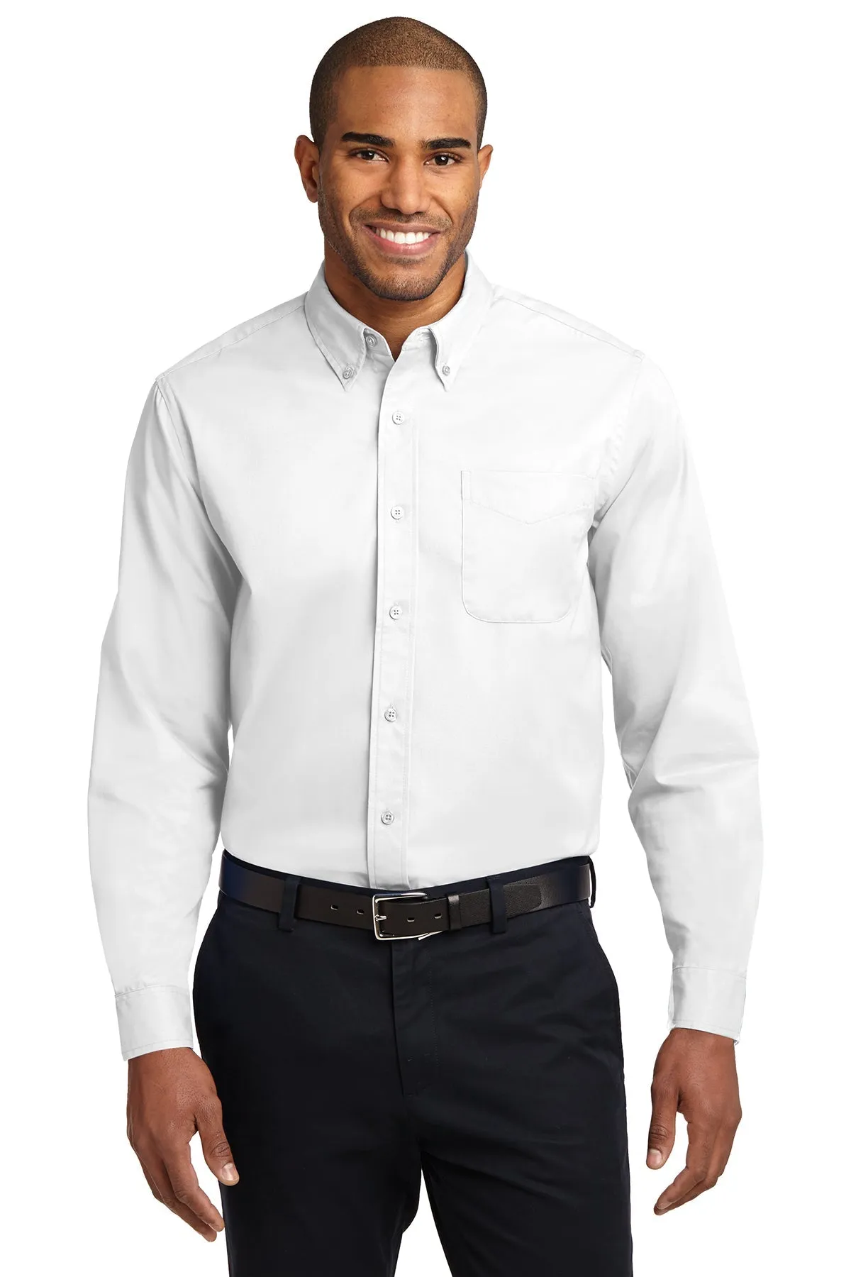 Port Authority Extended Size Easy Care Branded Shirts, White/ Light Stone