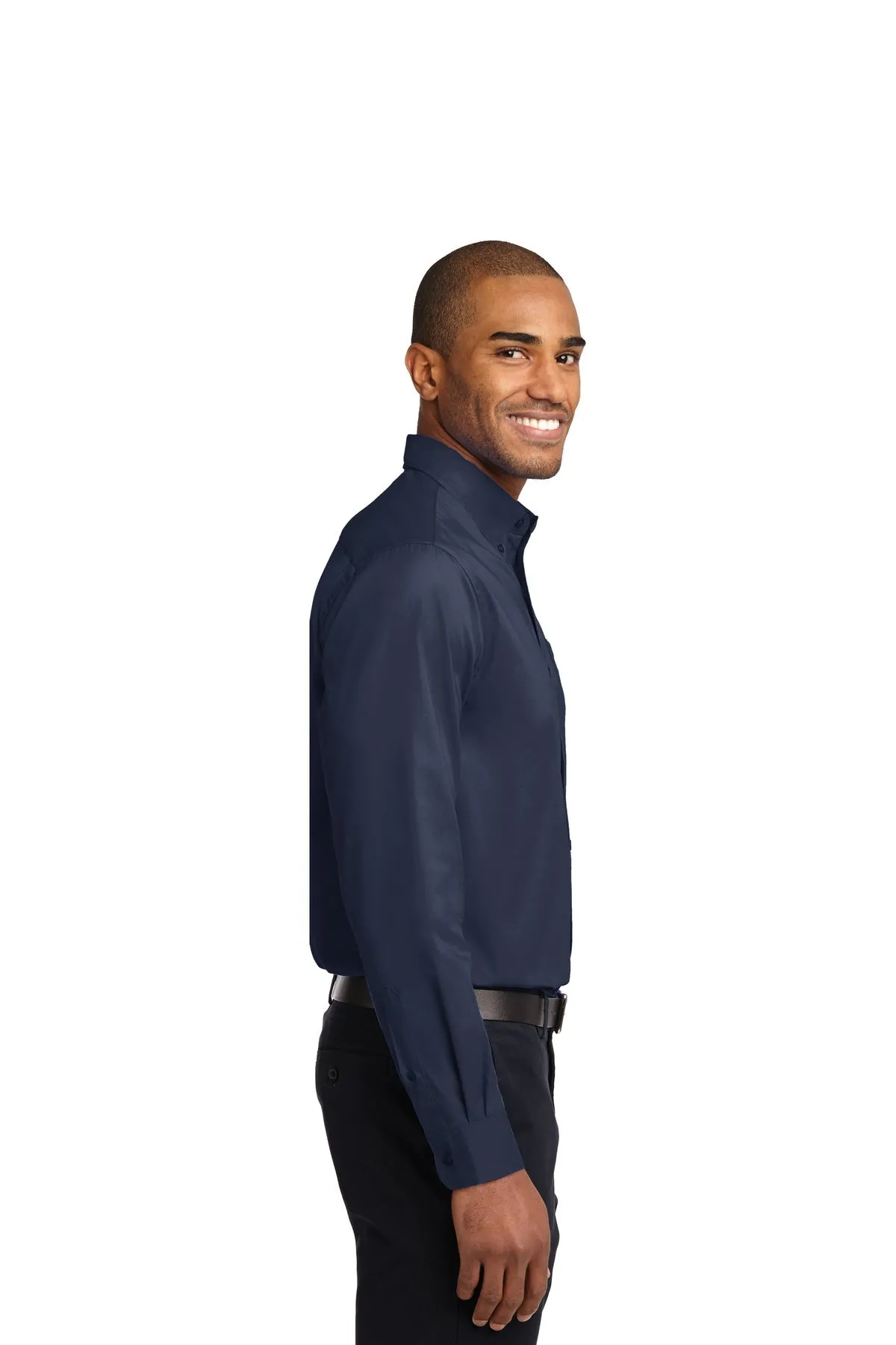 Port Authority Extended Size Easy Care Custom Shirts, Navy/Light Stone