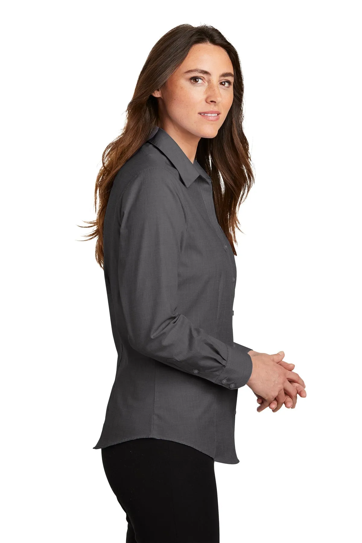Port Authority Ladies Crosshatch Easy Care Custom Shirts, Soft Black
