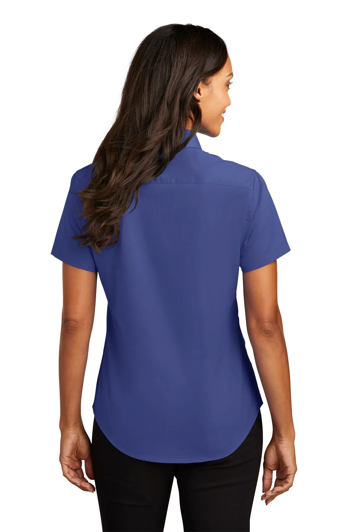 Port Authority Ladies Short Sleeve Easy Care Branded Shirts, Mediterranean Blue