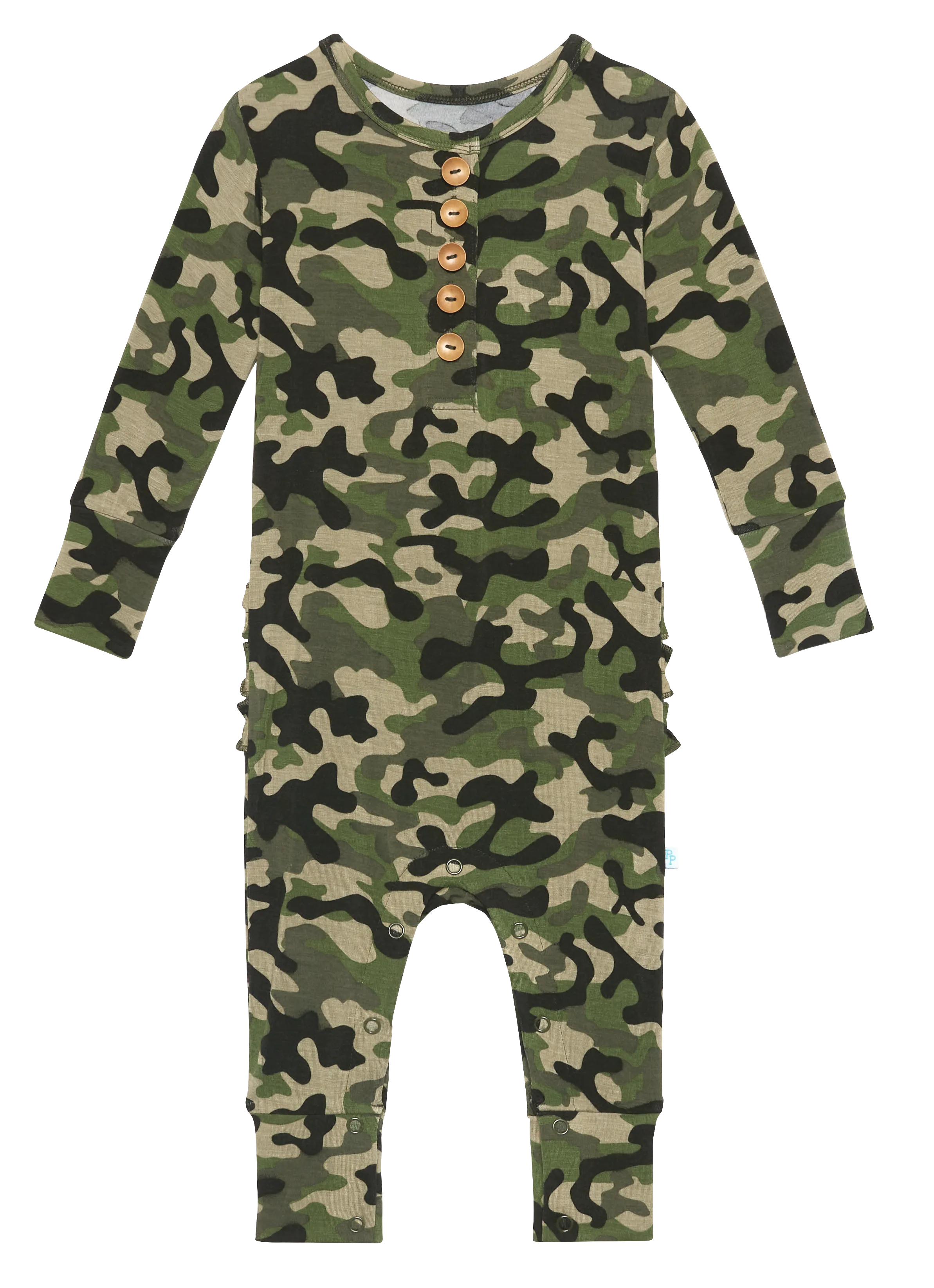 Posh Peanut Cadet L/S Ruffled Henley Romper