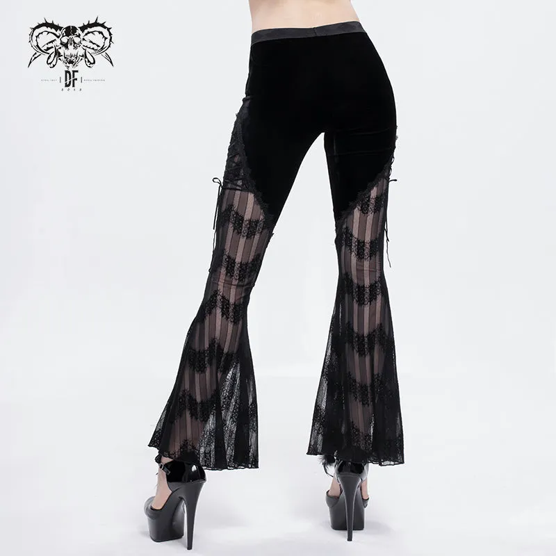 PT15201 daily life sexy women Gothic mesh flared trousers with side tie