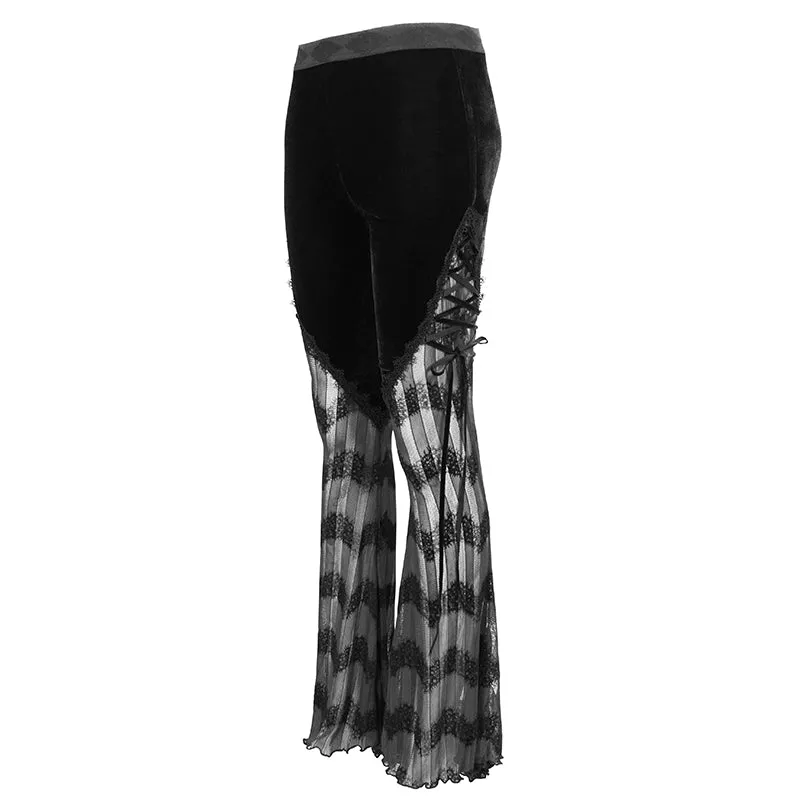 PT15201 daily life sexy women Gothic mesh flared trousers with side tie