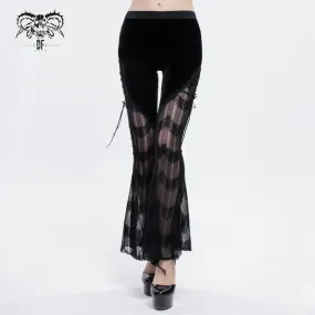 PT15201 daily life sexy women Gothic mesh flared trousers with side tie