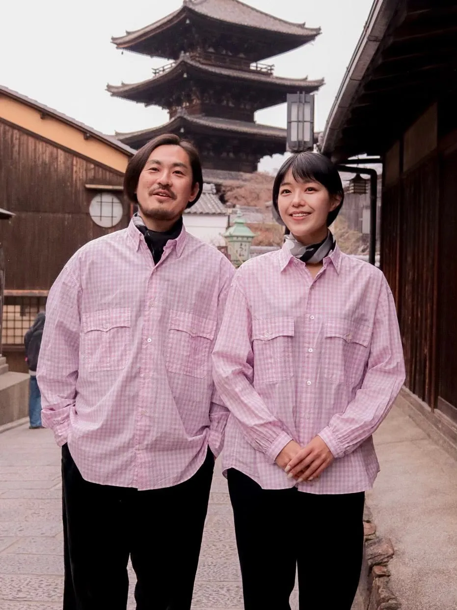 "KYOTO EXCLUSIVE" ROLL UP GINGHAM CHECK SHIRT -SAKURA-