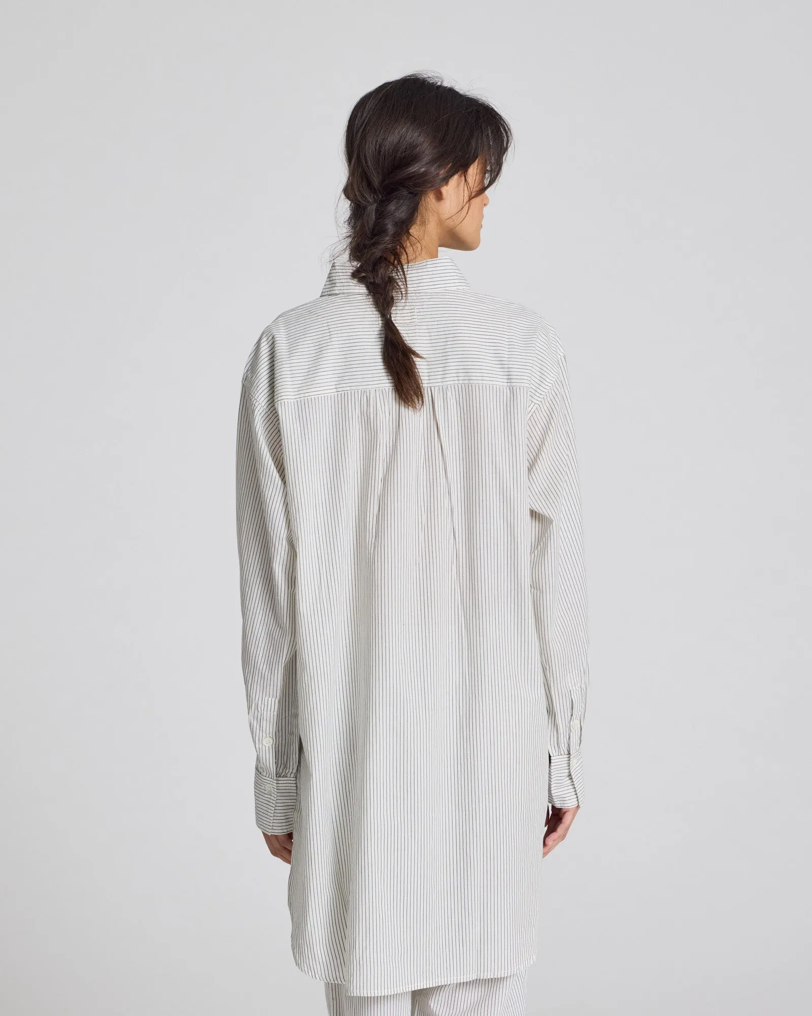 Rosa Shirt Cotton Poplin - Denim Blue Stripe