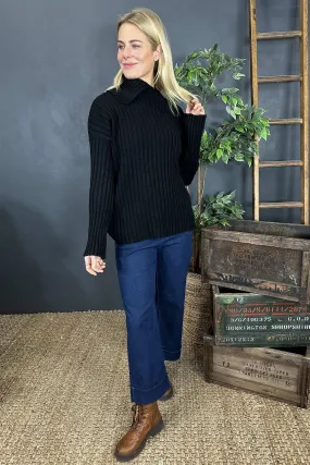 Seraphina Ribbed Knitted Jumper Black