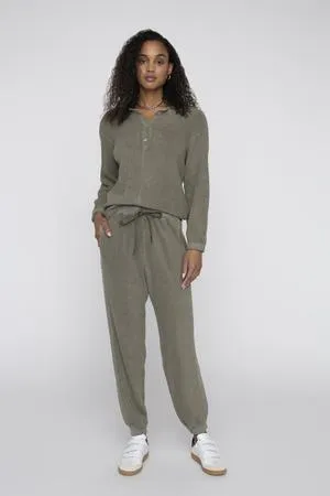Sherpa Cropped Henley, Clay