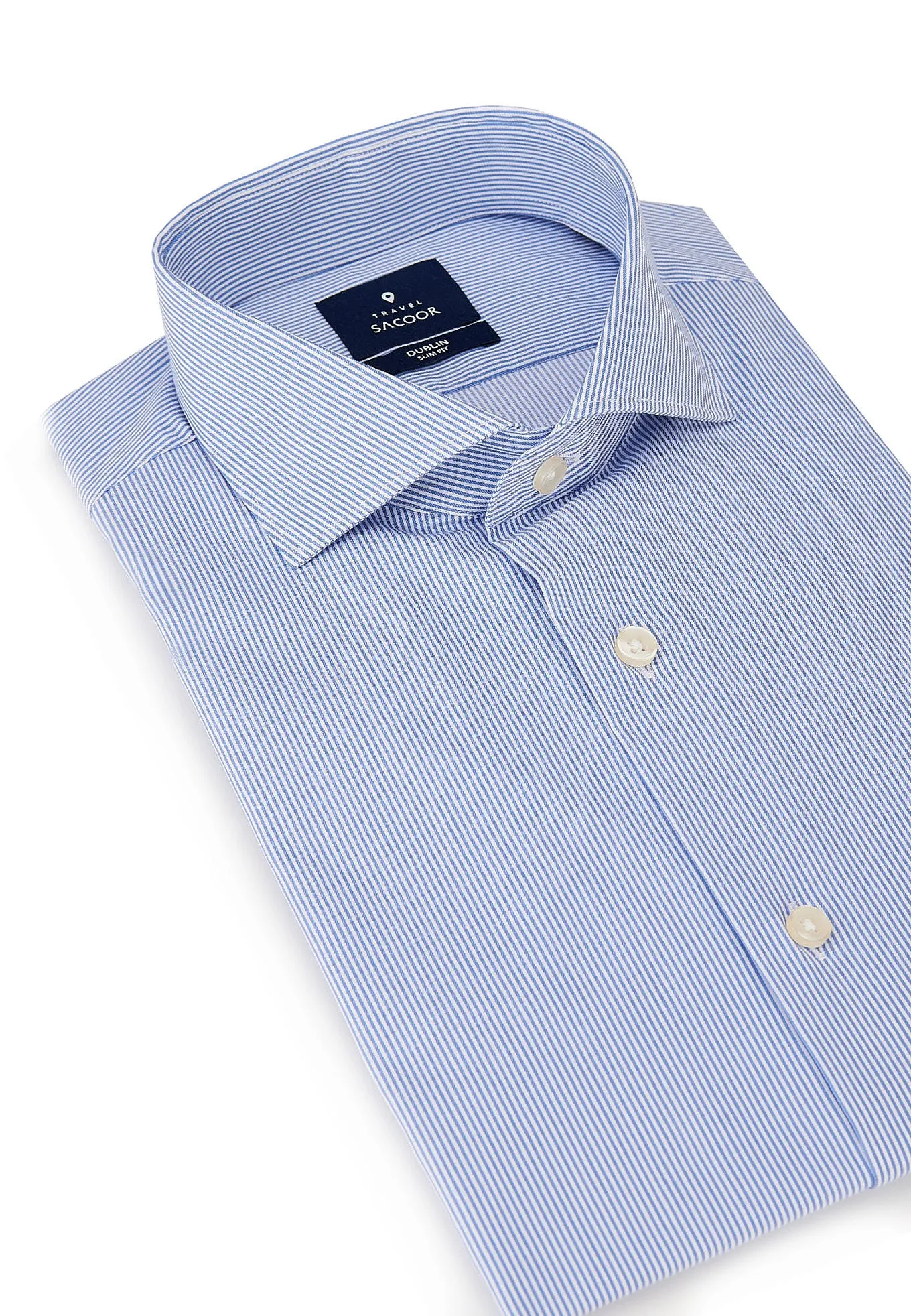 Slim fit COOLMAX thin striped shirt in 120's fabric made of blended cotton