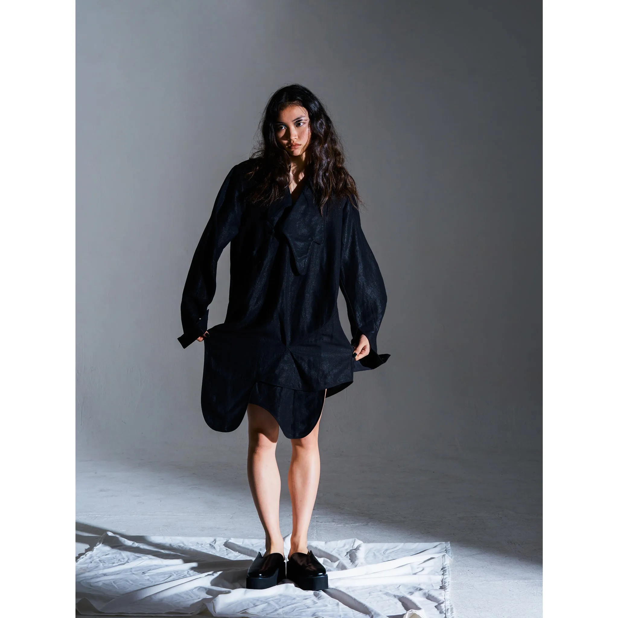 SOUNDWAVE FOIL PRINT LINEN SHIRT