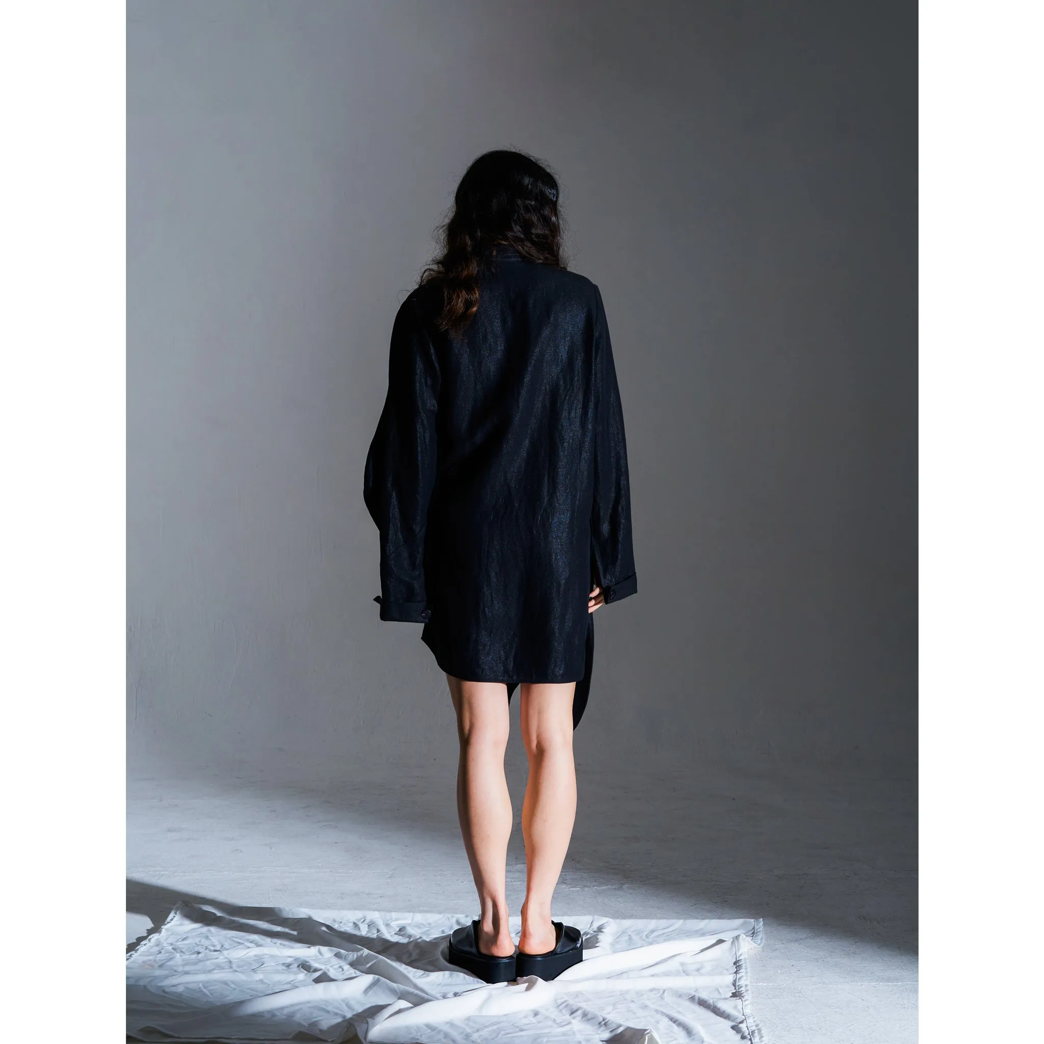 SOUNDWAVE FOIL PRINT LINEN SHIRT