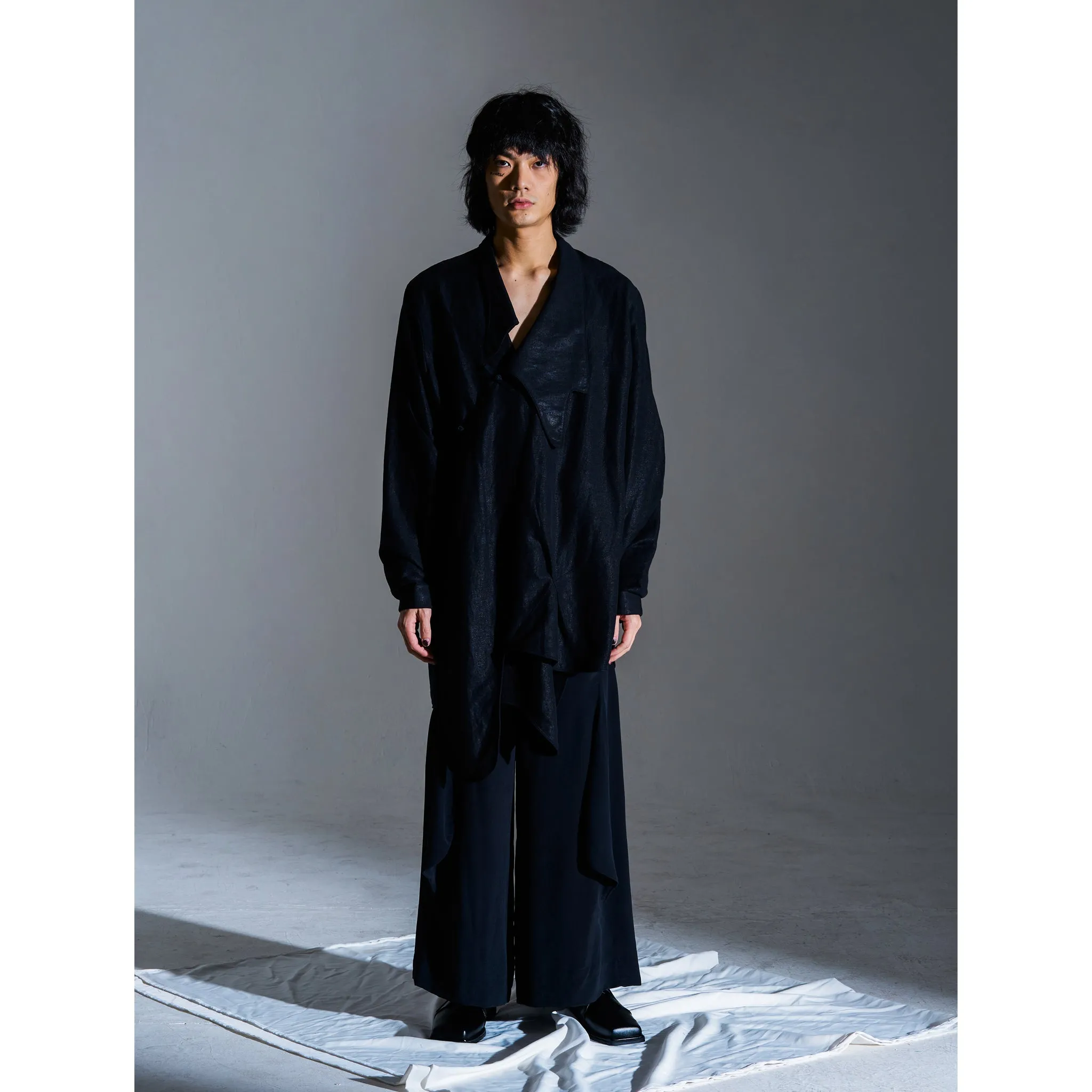 SOUNDWAVE FOIL PRINT LINEN SHIRT