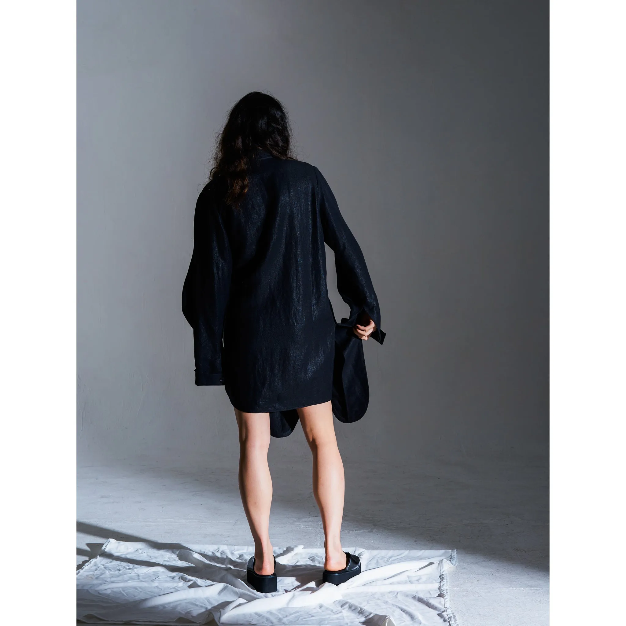 SOUNDWAVE FOIL PRINT LINEN SHIRT