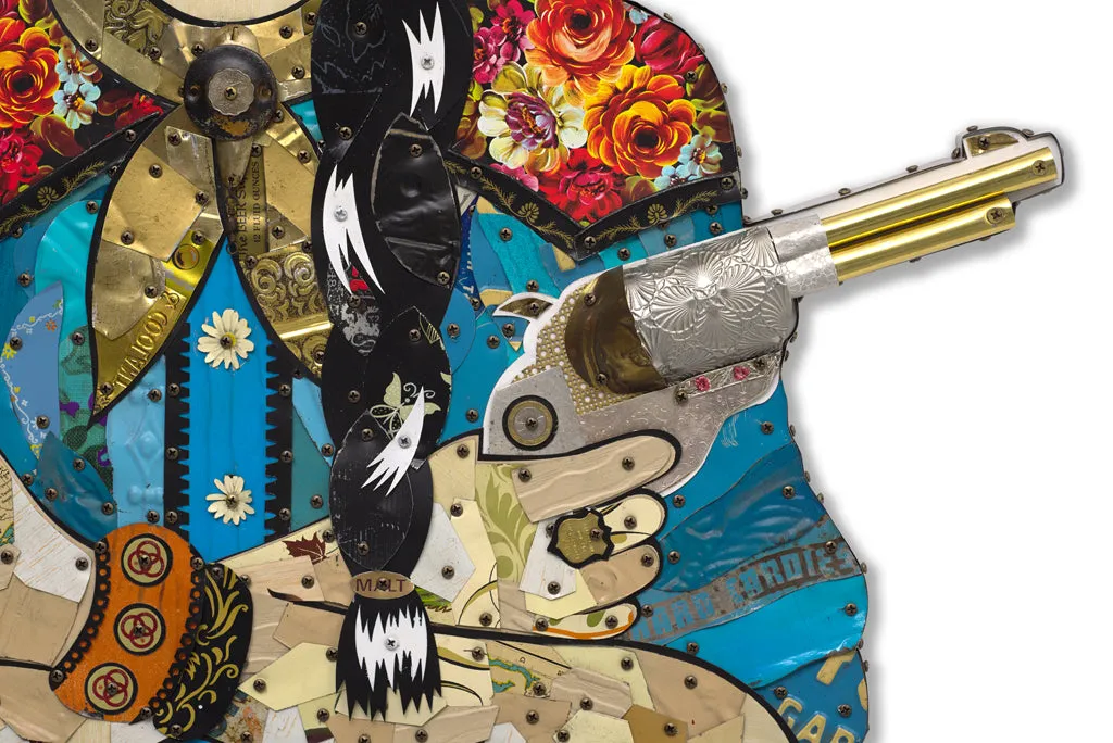 TURQUOISE FLORAL COWGIRL original metal wall sculpture