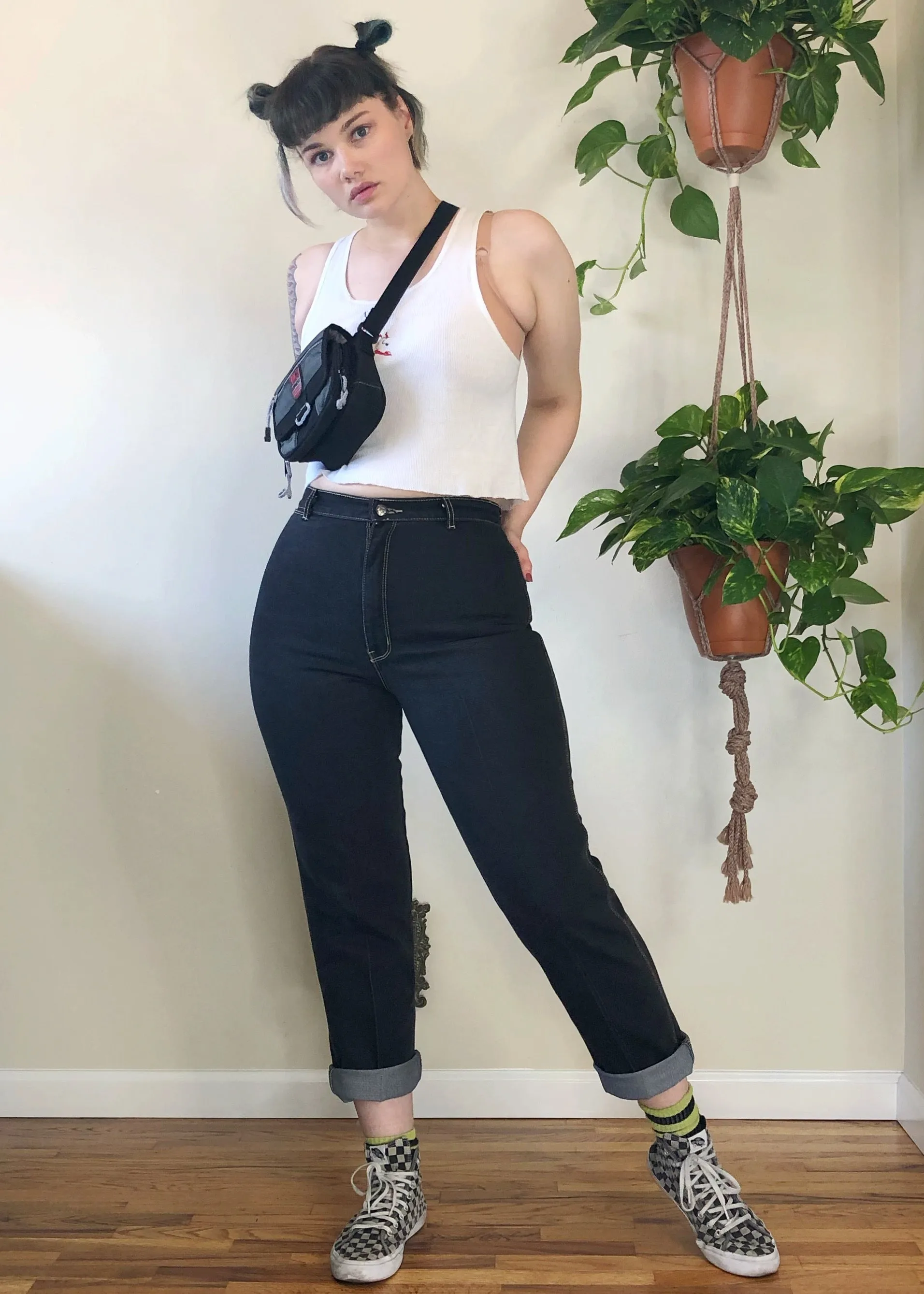 Vintage Gitano Black Jeans with Contrast Stitch - 2X