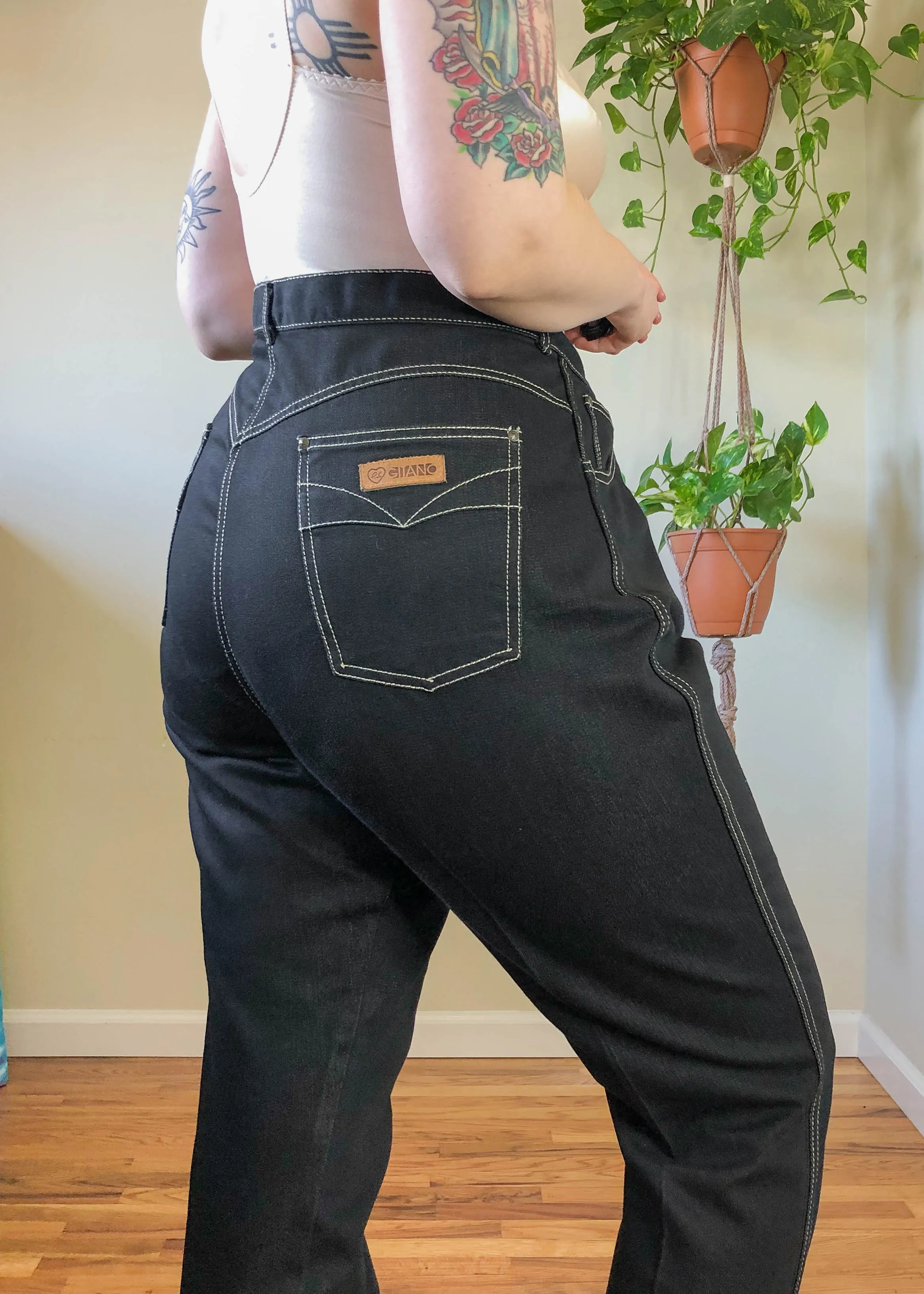 Vintage Gitano Black Jeans with Contrast Stitch - 2X