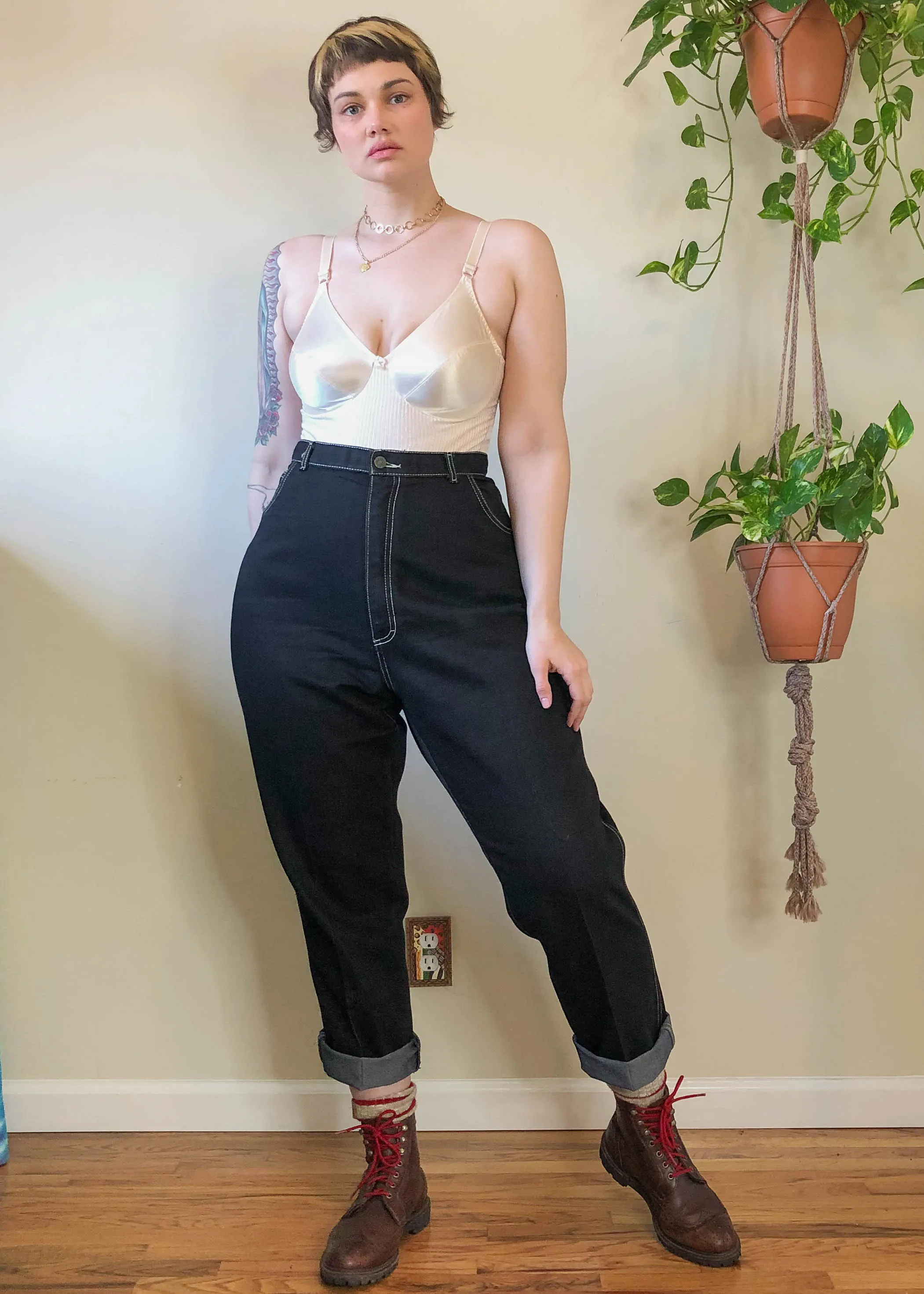 Vintage Gitano Black Jeans with Contrast Stitch - 2X
