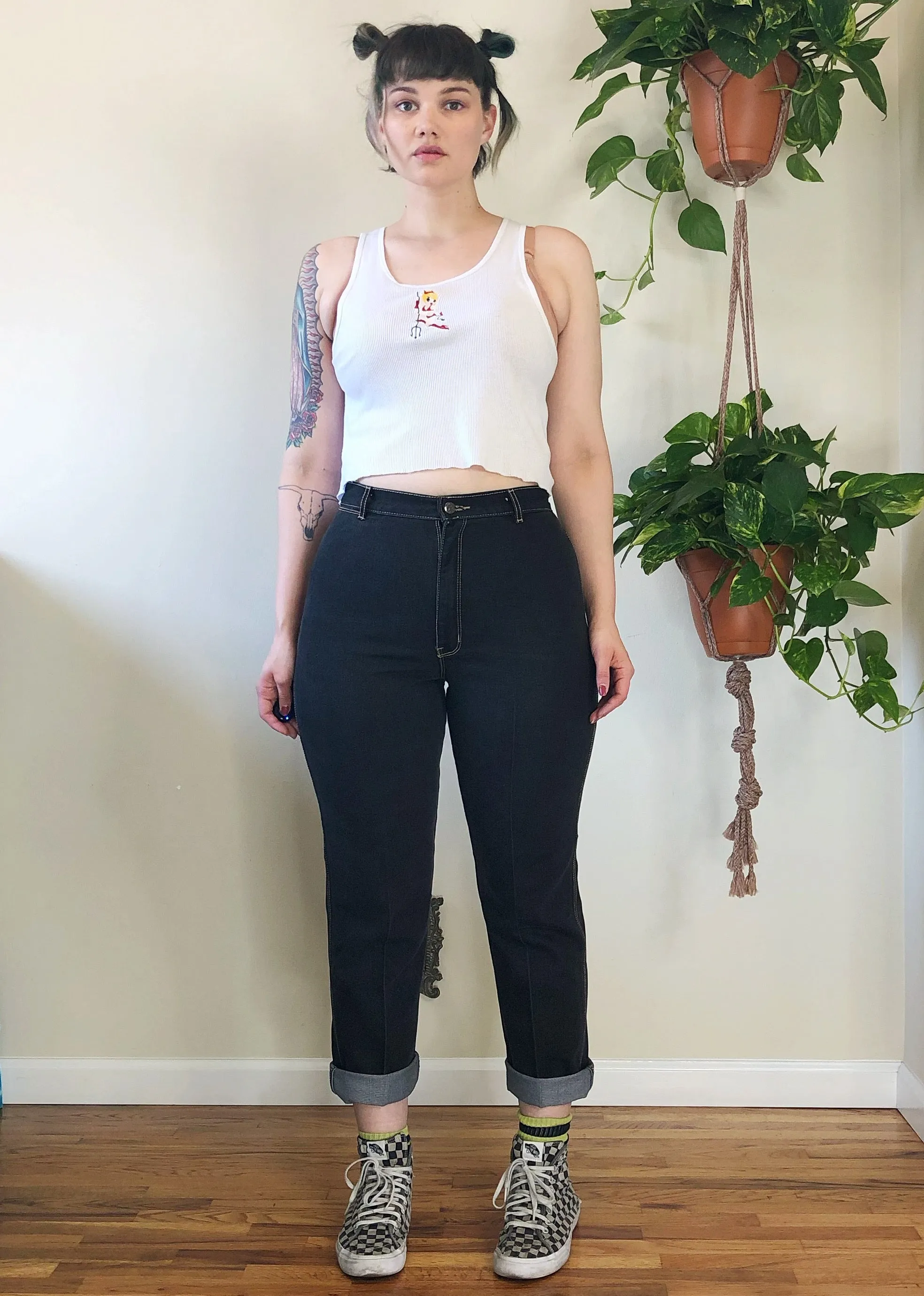 Vintage Gitano Black Jeans with Contrast Stitch - 2X
