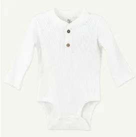White Rib Henley Bodysuit