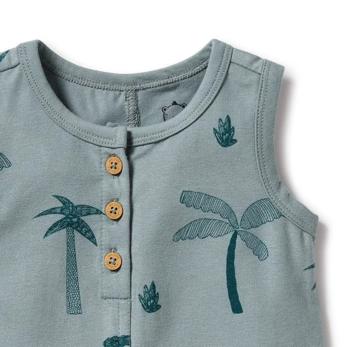 Wilson & Frenchy Organic Henley Growsuit - Palm Days