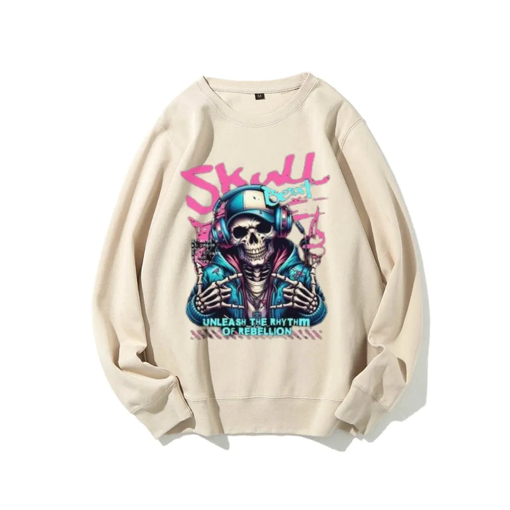 Women Vintage Skull Beat Graphic Sweatshirts