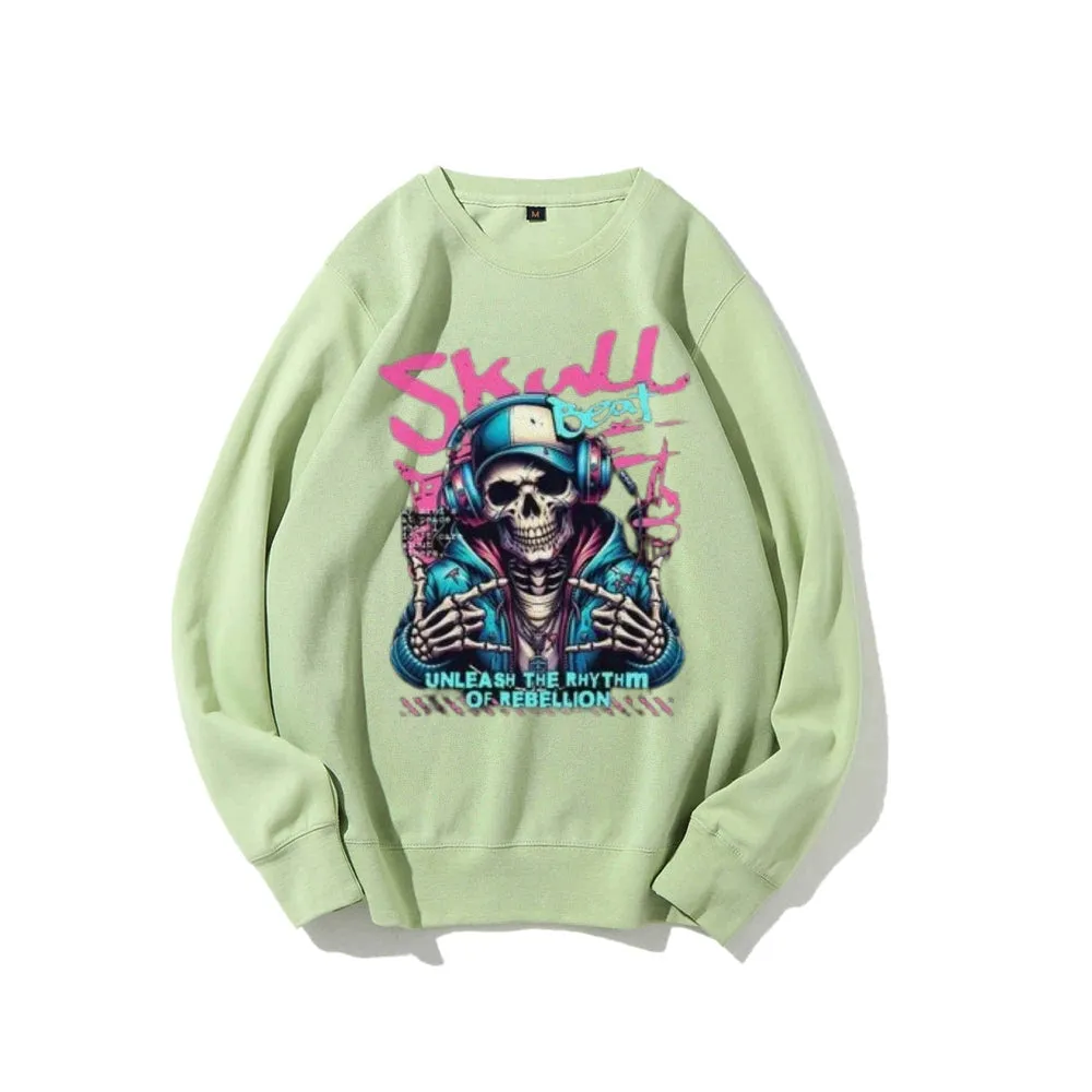 Women Vintage Skull Beat Graphic Sweatshirts