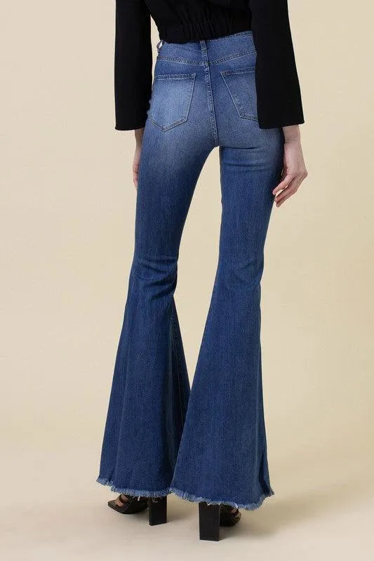 Womens High Rise Flare Jeans Pants