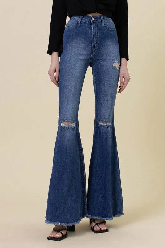 Womens High Rise Flare Jeans Pants