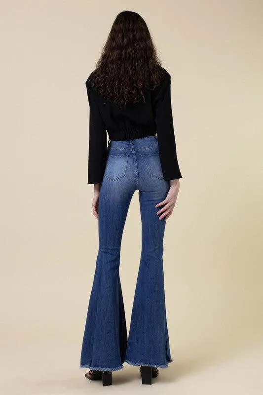 Womens High Rise Flare Jeans Pants