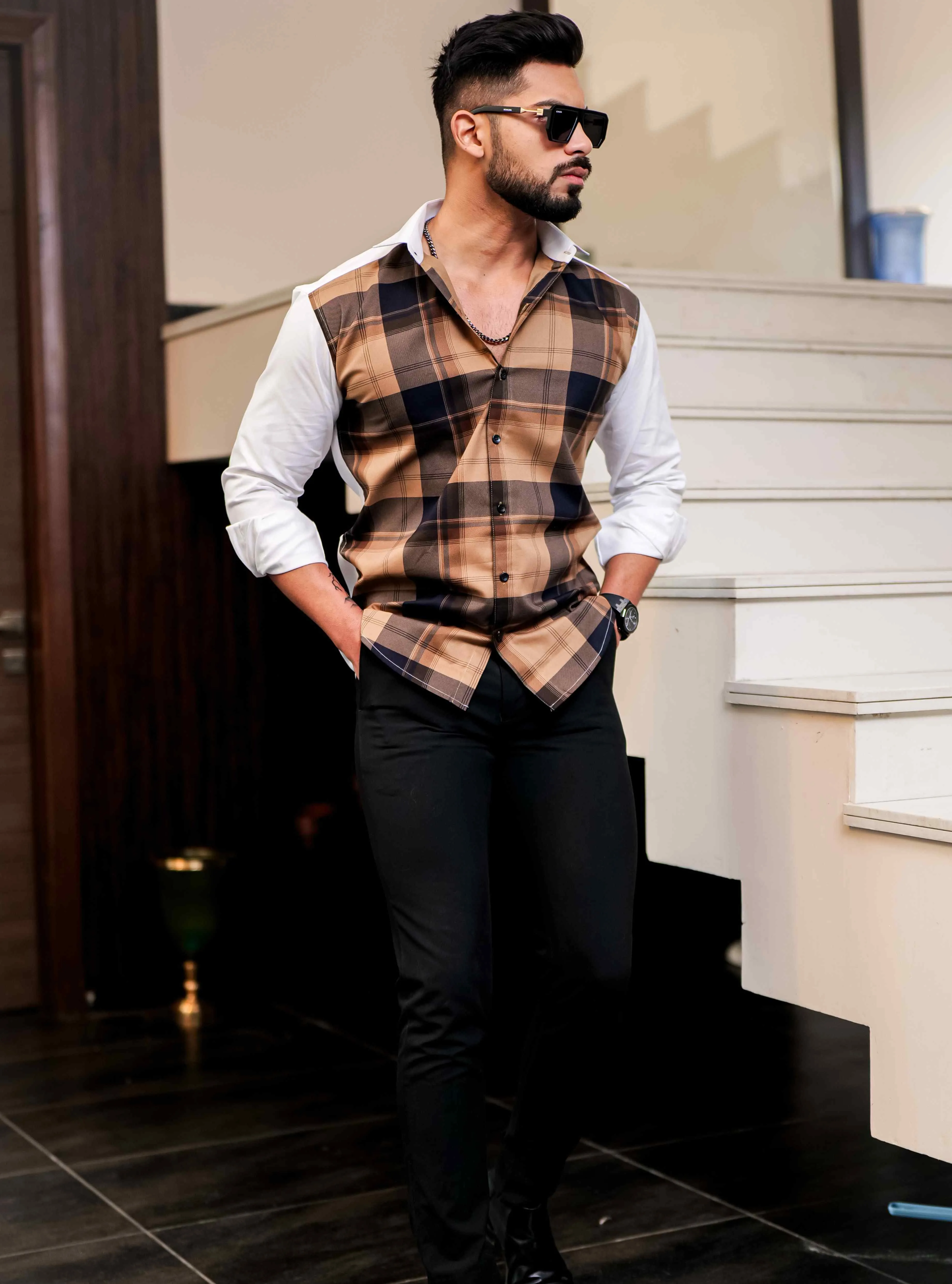 Wood Satin Cotton Cut N Sew Designer Shirt