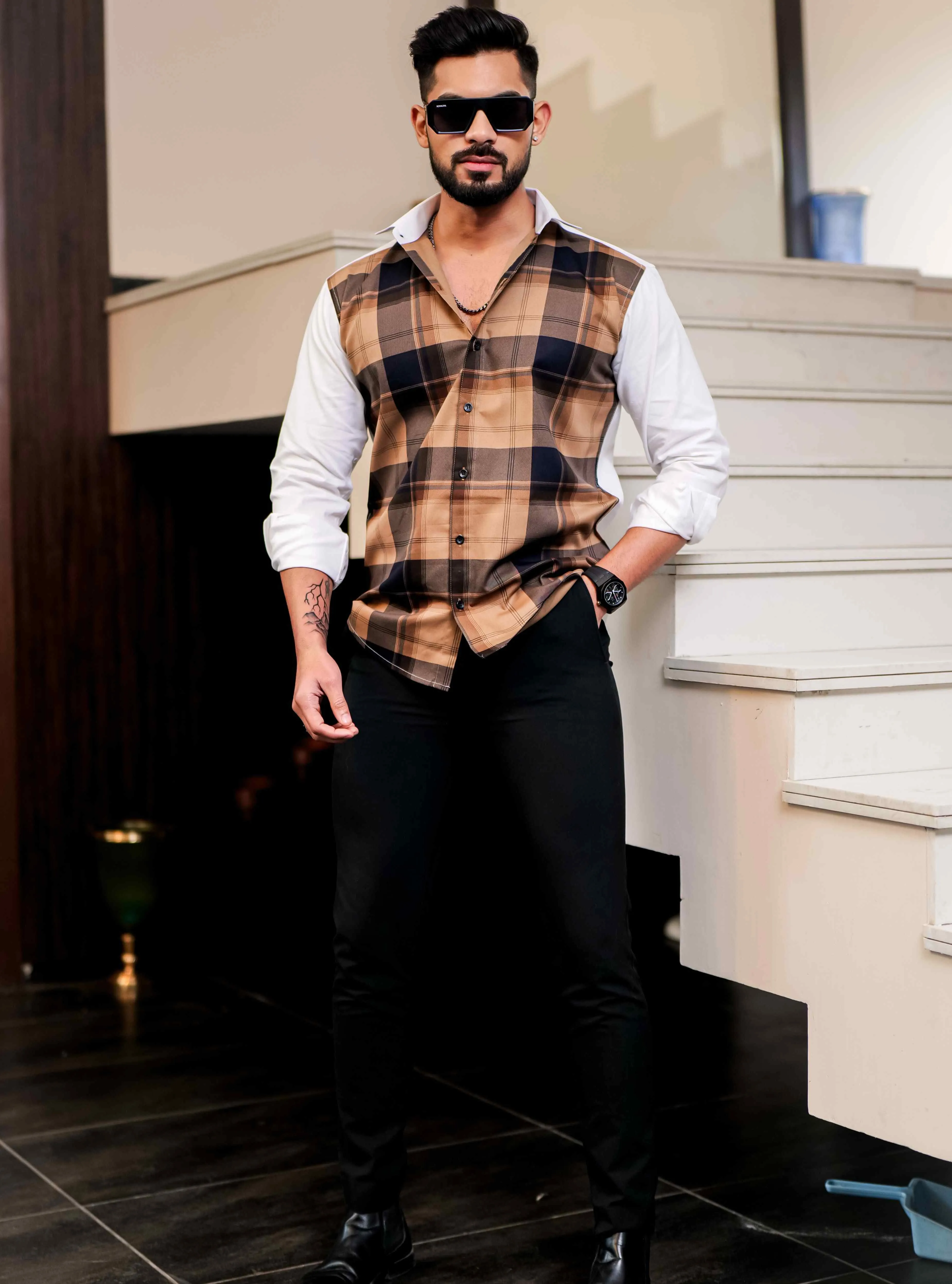 Wood Satin Cotton Cut N Sew Designer Shirt