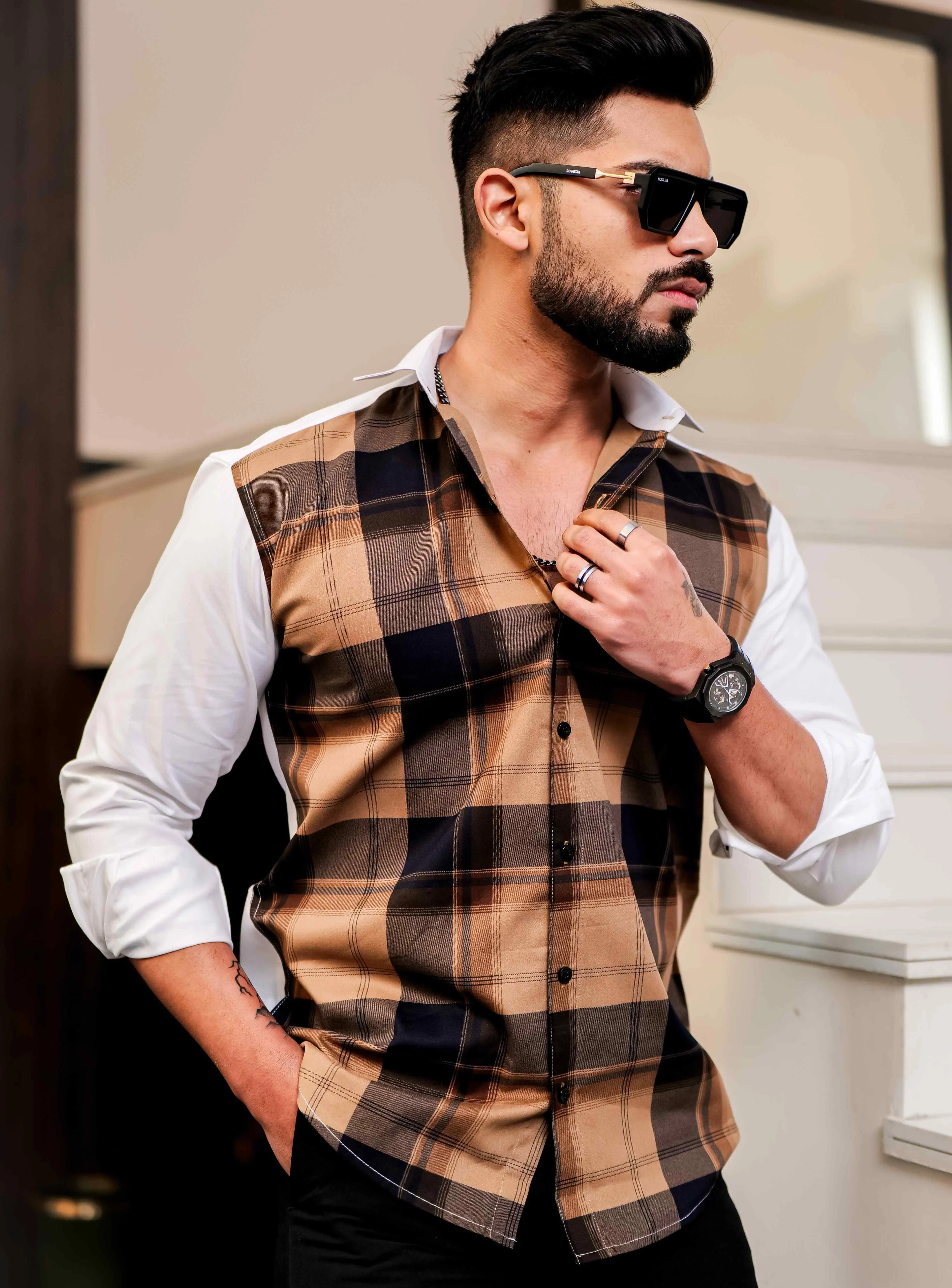 Wood Satin Cotton Cut N Sew Designer Shirt