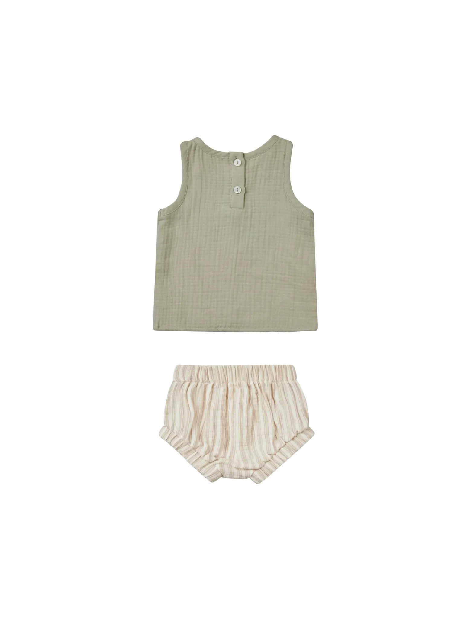 Woven Tank   Shirt Set (sage stripe)